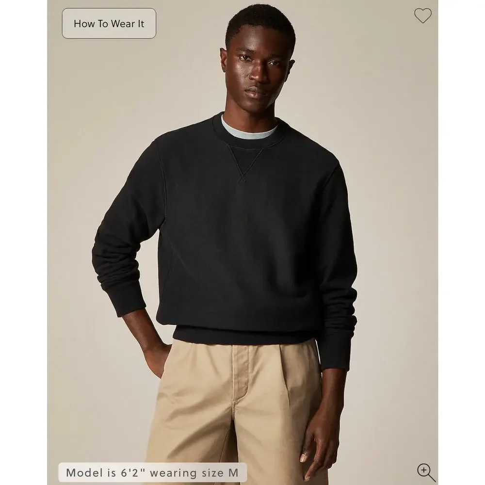 J. Crew Heritage 14 oz. fleece sweatshirt Black NWT size XS